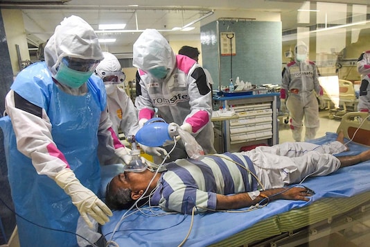 Medics undergo a mock-drill to treat COVID-19 patients, during the nationwide lockdown to curb the spread of coronavirus (PTI Photo)