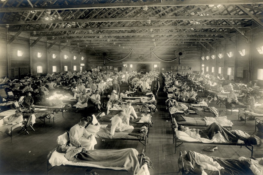 Emergency military hospital during Spanish flu epidemic.