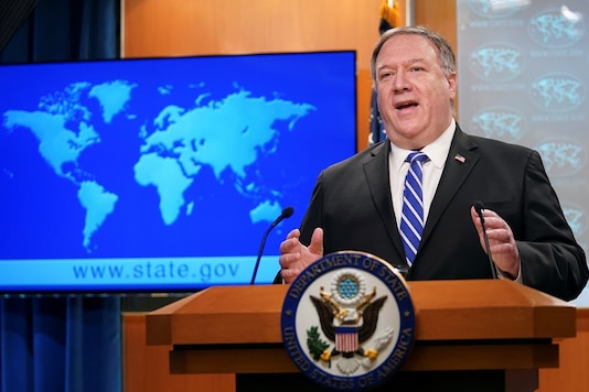 File photo: US Secretary of State Mike Pompeo speaks about the coronavirus disease during a media briefing at the State Department in Washington. (Reuters)