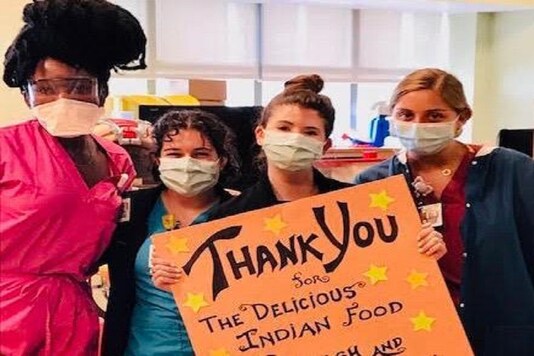 Nursing staff at Columbia University Medical Center expressing their gratitude.
