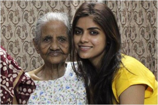Sayantani Ghosh with grandmother
