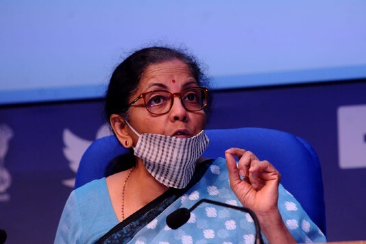 File photo of FM Nirmala Sitharaman addressing a press conference on the economic package. (Image: Amlan Paliwal)