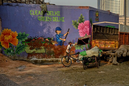 An awareness mural campaigning for a clean and green Delhi in New Delhi. (Representative image/AP)