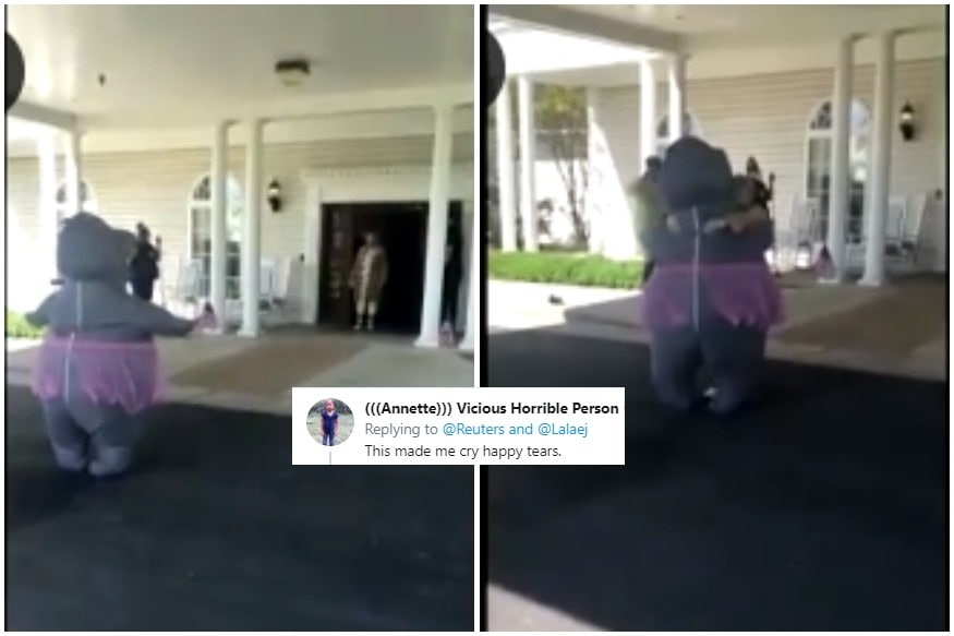 Read more about the article Woman Dresses up in Hippo Costume to Hug Elderly Mother in US Old Age Home amid Covid-19