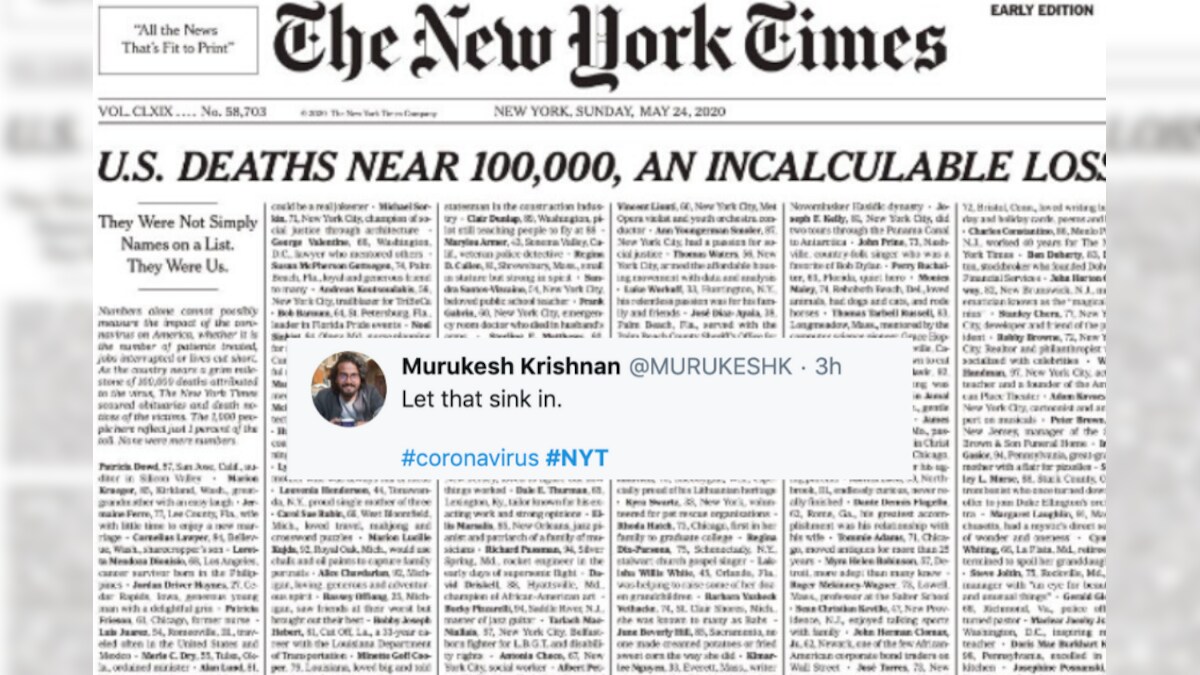 'For a ToneDeaf Leadership' Twitter Lauds NYT for Tribute to 1,000