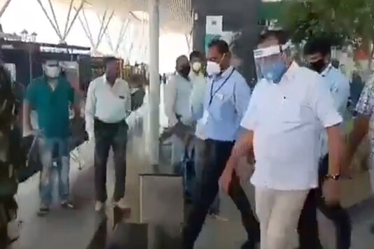 Union Minister Sadananda Gowda left in his car after arriving at Bengaluru airport.
