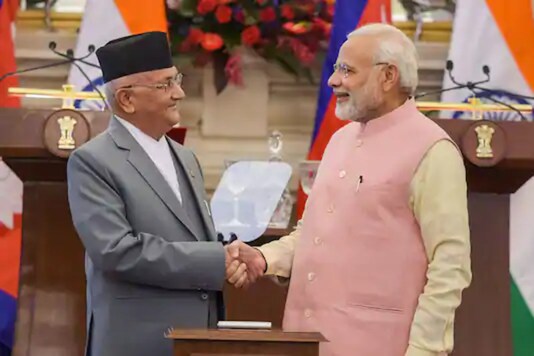 File photo of Prime Minister Narendra Modi with his Nepalese counterpart Khadga Prasad Oli. (PTI Photo/ File)