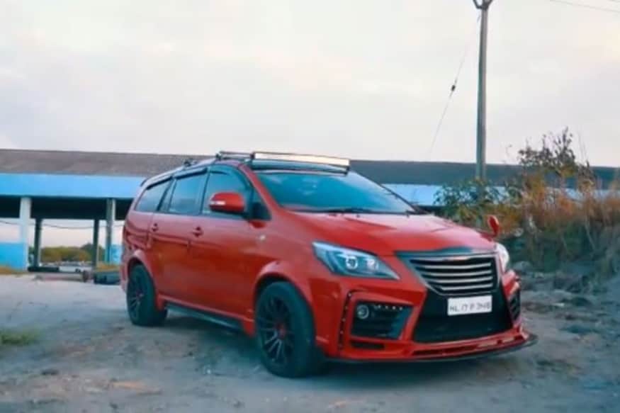 This Red Coloured Customised Toyota Innova Crysta With Lexus Body