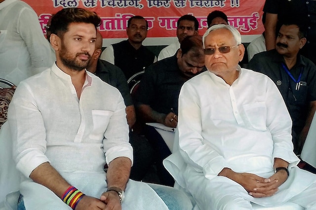 File photo of LJP chief Chirag Paswan with Bihar CM Nitish Kumar. (PTI)