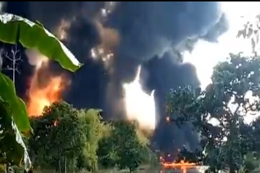 The oil well has been spewing gas uncontrollably for the last 14 days in Assam's Tinsukia. (Credit: Twitter) 