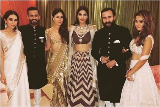 Kareena, Karisma Kapoor and Saif Ali Khan with Sonam and Anand Ahuja