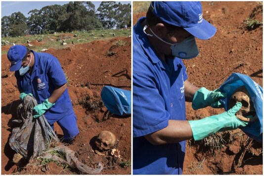 Grave-diggers at a burial site in Sao Paolo, Brazil | Image credit: AP