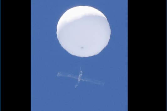 A balloon-like white object in the sky is pictured in Sendai, Japan in this photo taken by Kyodo June 17, 2020. Mandatory credit Kyodo/via REUTERS
