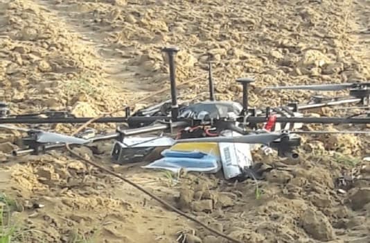 For representation: A Pakistani drone previously shot down by the Border Security Force along the International Border in Kathua district. 