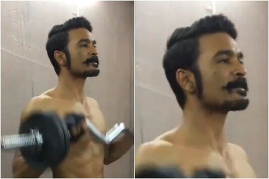 Actor Dhanush works out