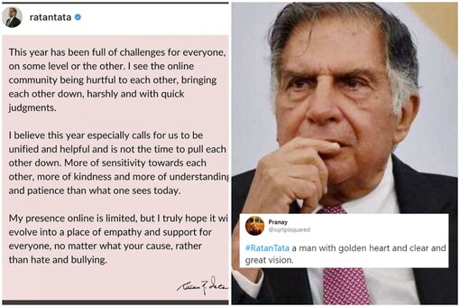 'Not the time to oull each other down,' Ratan Tata wrote in a heartfelt post on Instagram | Image credit: Twitter/PTI