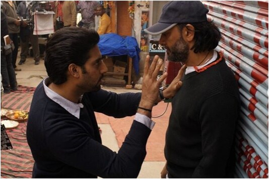 Abhishek Bachchan and Rakeysh Omprakash Mehra on Delhi 6 set.