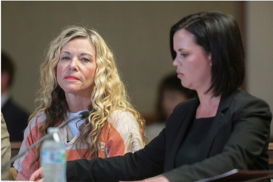 FILE - In this March 6, 2020, file photo, Lori Vallow Daybell glances at the camera during her hearing, with her defense attorney, Edwina Elcox, right, in Rexburg, Idaho. (John Roark/The Idaho Post-Register via AP, Pool, File)


