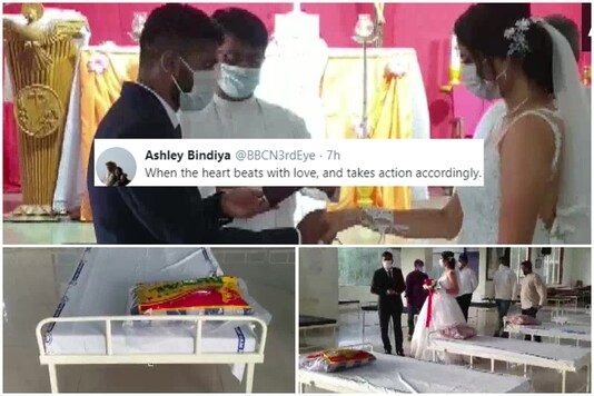 Maharashtra couple have been earning praise online for donating beds for COVID-19 patients on their wedding day | Image credit: Twitter/ANI