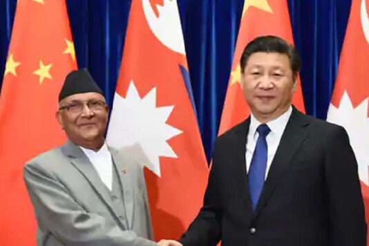 File photo of Nepalese PM KP Oli with Chinese President Xi Jingping.