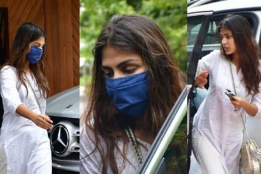 Rhea Chakraborty meets friend Shibani Dandekar at Farhan Akhtar’s residence. (Image courtesy: Instagram/ Manav Manglani, Varinder Chawla)
