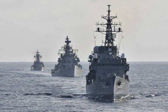 (Image for representation) The Indian Navy's vessels INS Rana and INS Kulish.  (Photo: Twitter/@jmsdf_pao_eng)
