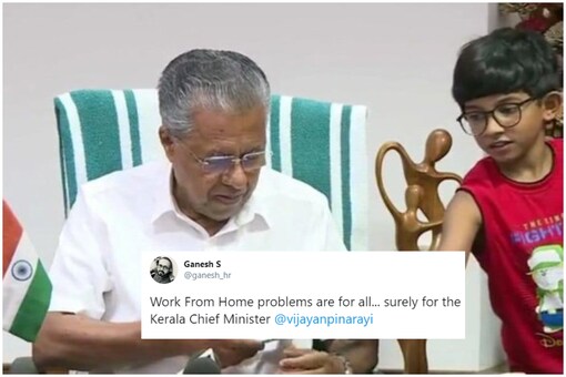 Kerala CM Pinrayi Vijayan  with his grandson Ishan | Image credit: Twitter