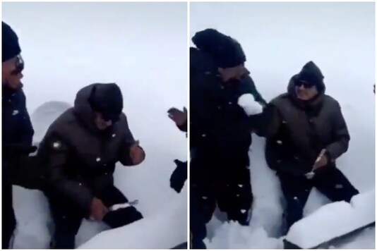 A video shared by Virender Sehwag on Twitter shows soldiers cutting a cake made of snow to celebrate birthday | Image credit: Twitter A video shared by Virender Sehwag on Twitter shows soldiers cutting a cake made of snow to celebrate birthday | Image credit: Twitter