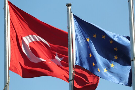 File photo of Turkish and EU flags. (Reuters)