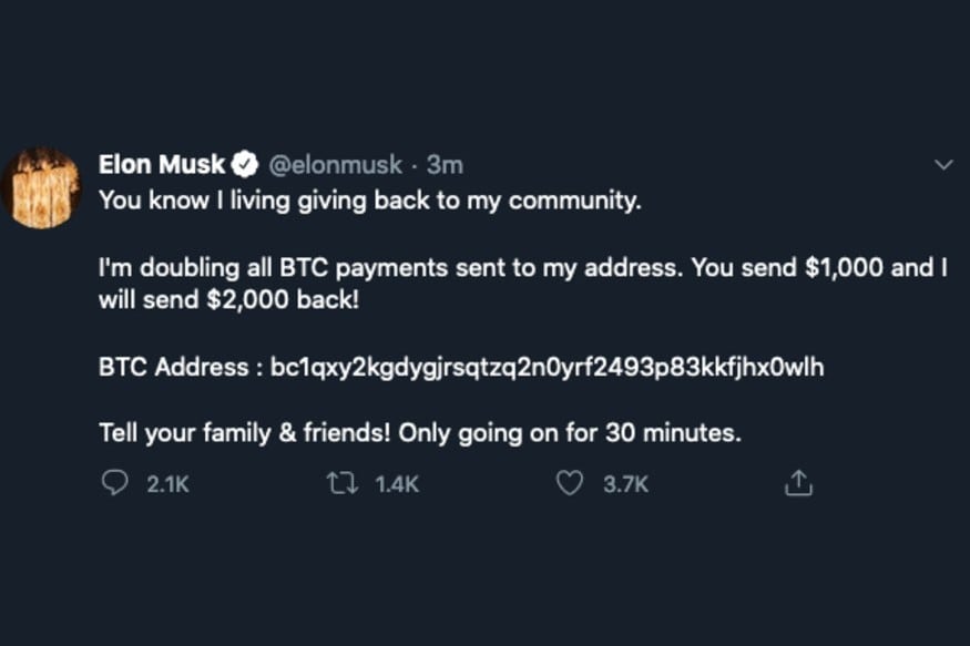 Elon Musk Twitter crypto hacked