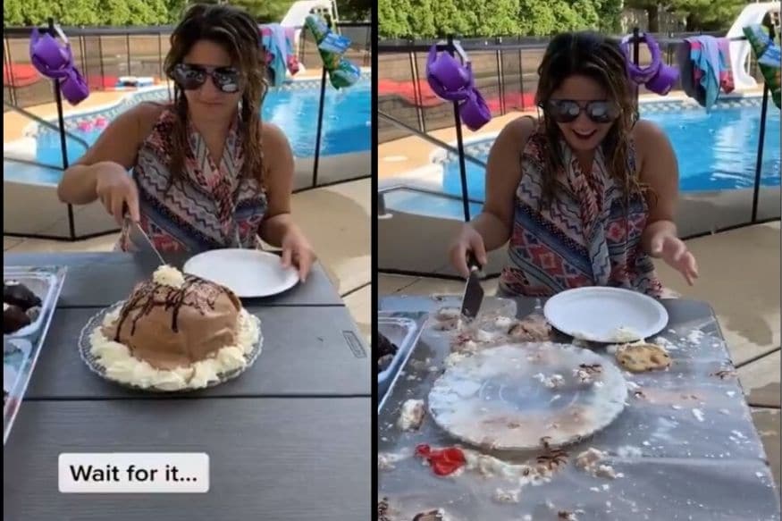 Birthday With a Blast: TikTok Video of Woman Cutting into Her ...