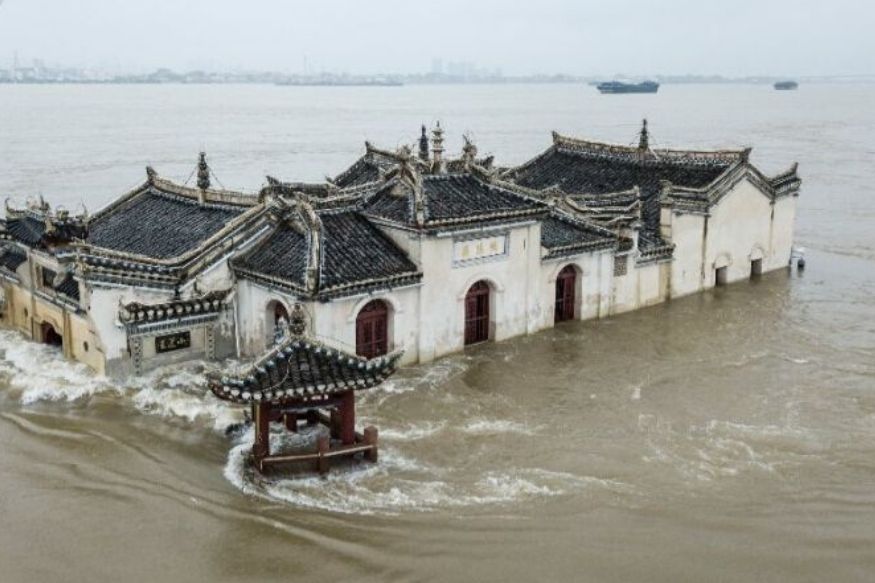 700-year-old Temple in China Stands Defiant amid Gushing Flood Water
