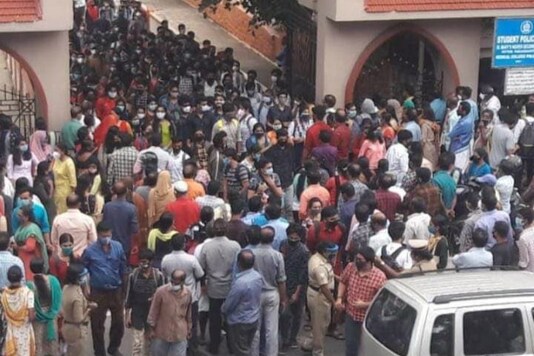 The crowd outside a Kerala school as tweeted by MP Shashi Tharoor.