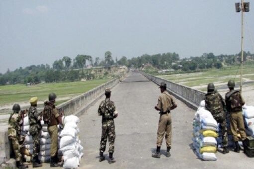 Guards stationed at the India-Nepal border.