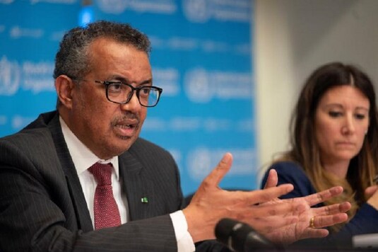 Director-General of World Health Organization (WHO) Tedros Adhanom Ghebreyesus attends a news conference on the outbreak of the coronavirus disease (COVID-19) in Geneva, Switzerland, March 16, 2020. Christopher Black/WHO/Handout via REUTERS 