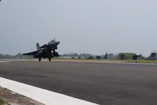 A Rafale jet after touchdown in Ambala.