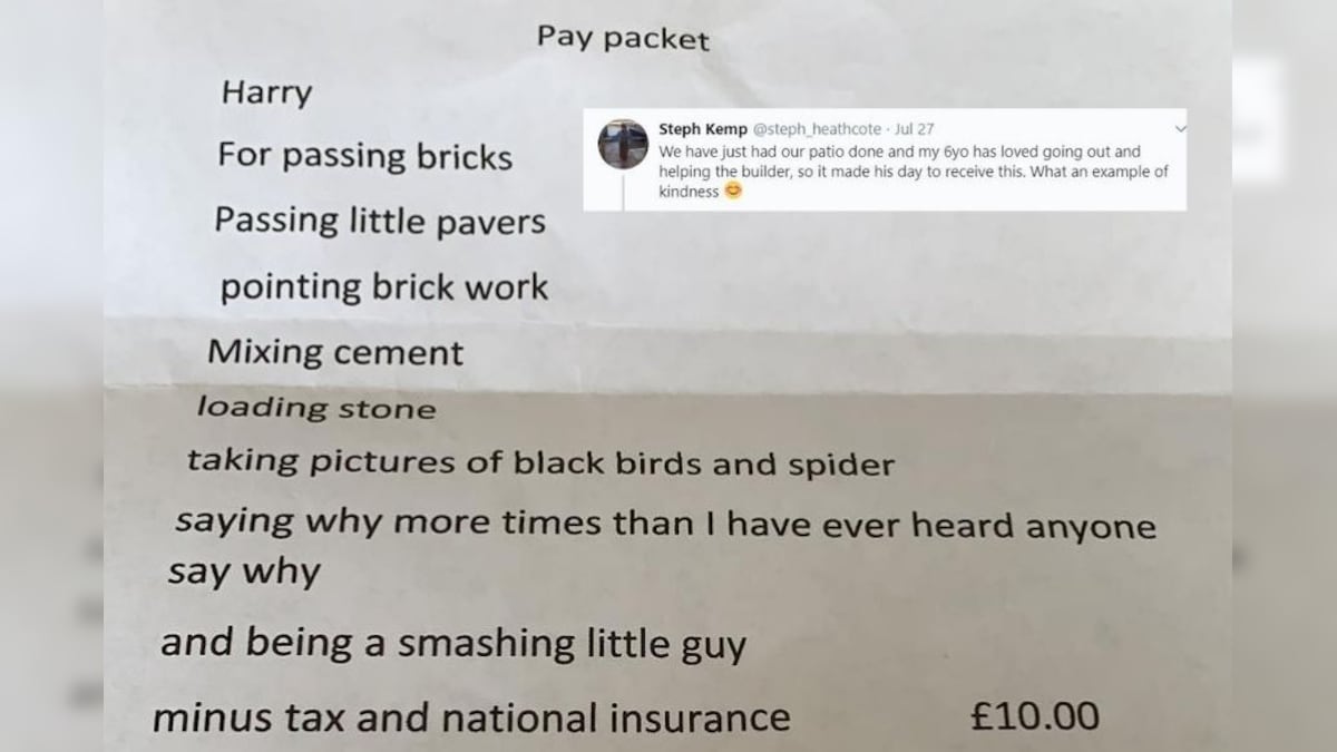 Builder's 'Pay Packet' for a 6-Year-Old Boy who Helped Him Build a Patio Goes Viral