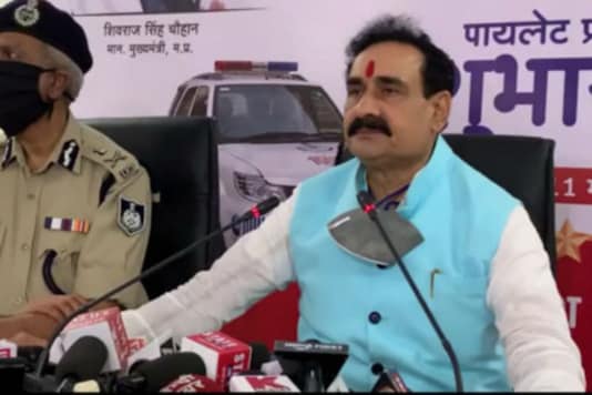 Narottam Mishra seen earlier at a function without a face mask.