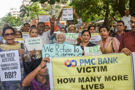 PMC Bank depositors protest in Mumbai. (PTI File)