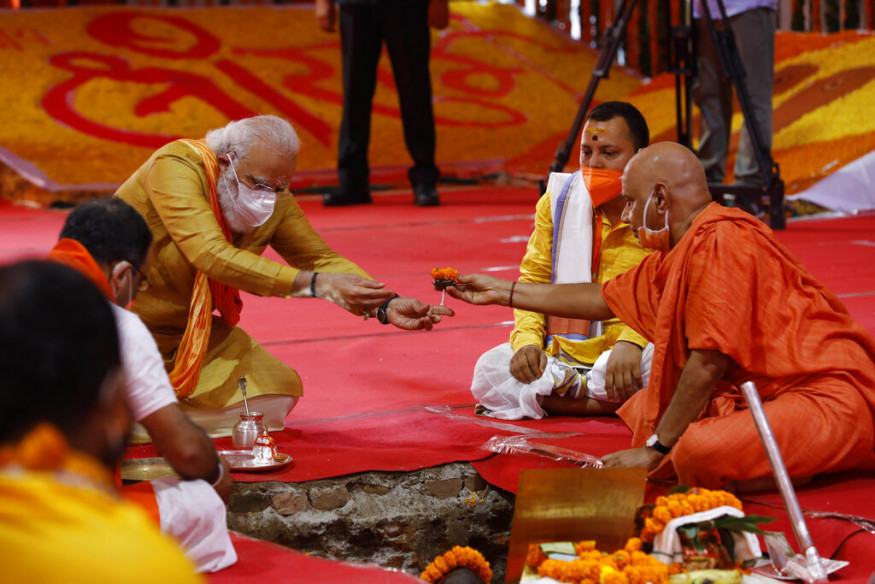 PM Modi Performs Bhumi Pujan, Lays Ram Temple Foundation Stone in Ayodhya - Photogallery