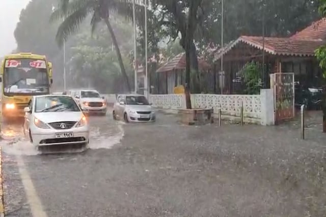 View of an inundated Charni Road in Mumbai on Wednesday.