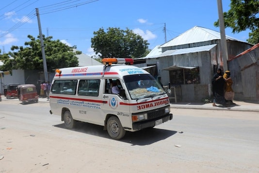 File Photo. An ambulance is seen near a blast site that rocked a military base in Mogadishu, Somalia. REUTERS/Feisal Omar
