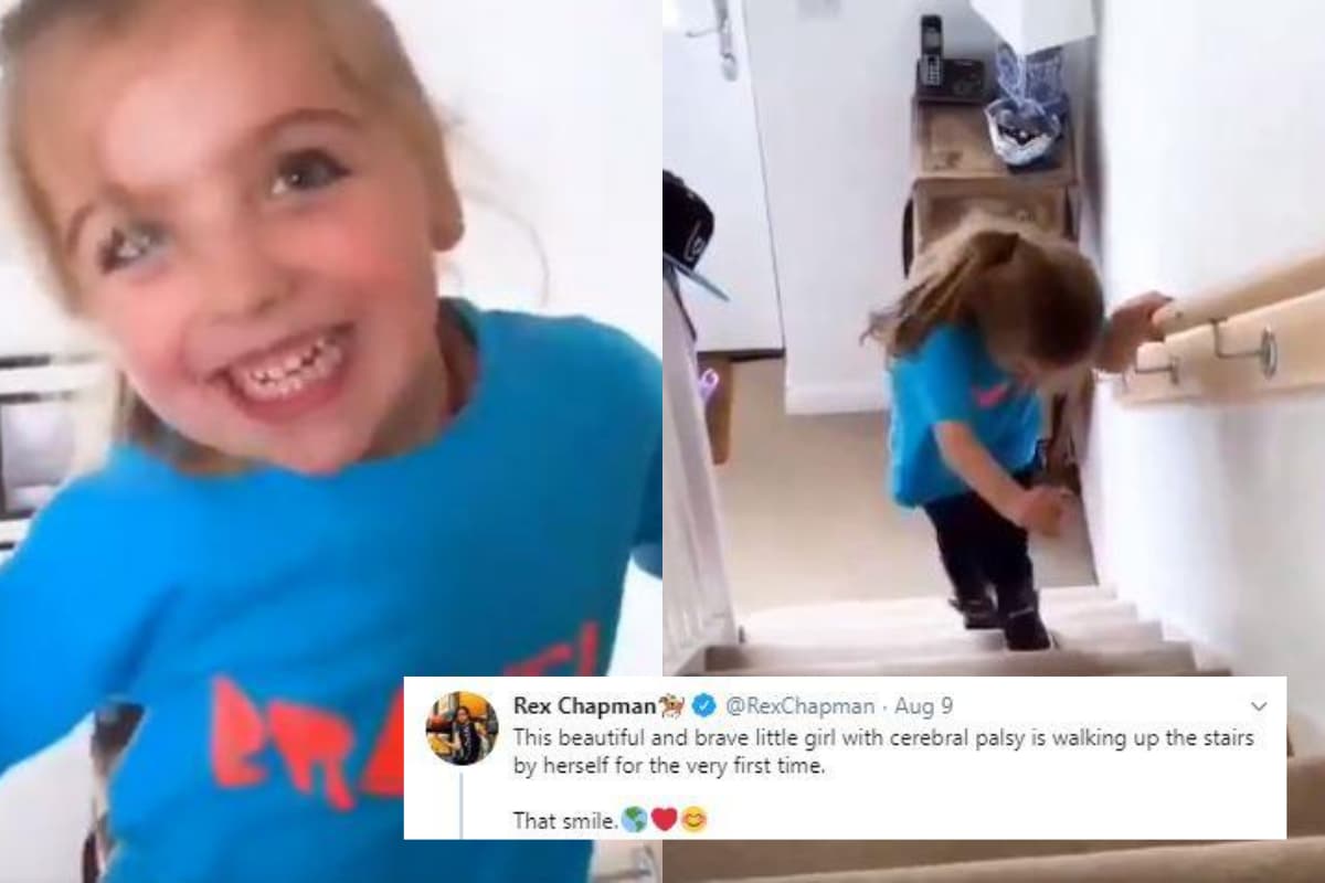 Girl With Cerebral Palsy Walks Up Stairs For the First Time, Her Smile ...