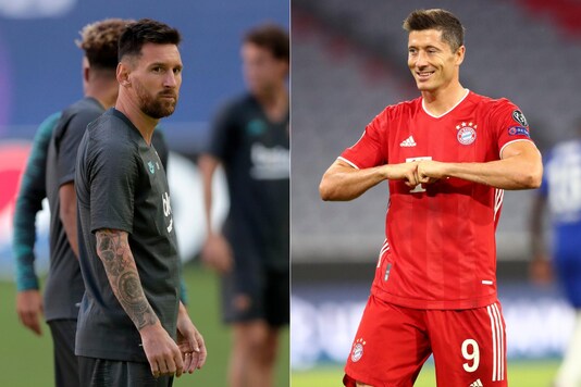 Lionel Messi (L) and Robert Lewandowski (Photo Credit: AP)