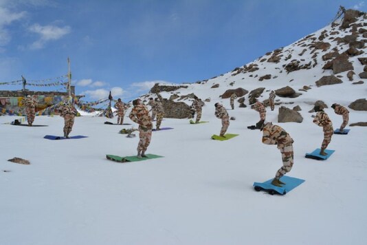 (For representation) File photo of ITBP personnel practicing Yoga in Ladakh. 