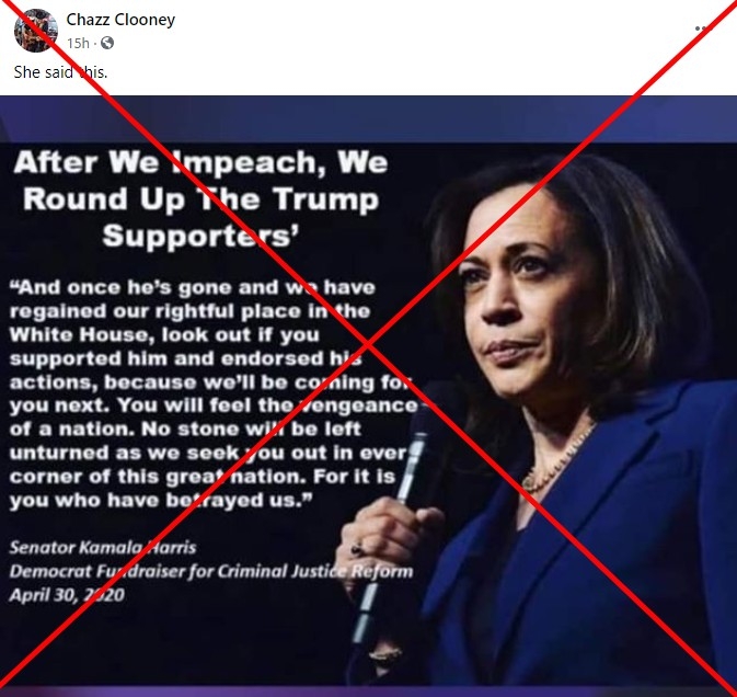 Fact Check Kamala Harris Quote On Rounding Up And Punishing Trump Supporters Is Fake