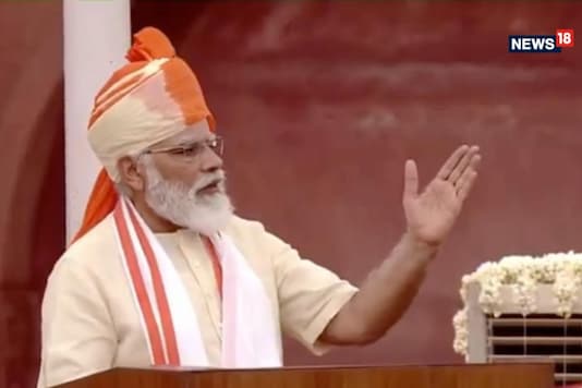 Prime Minister Narendra Modi addresses the nation from the Red Fort on India’s 74th Independence Day, on Saturday.