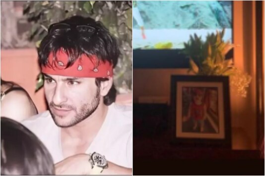 Saif Ali Khan (L) sports a red bandana
