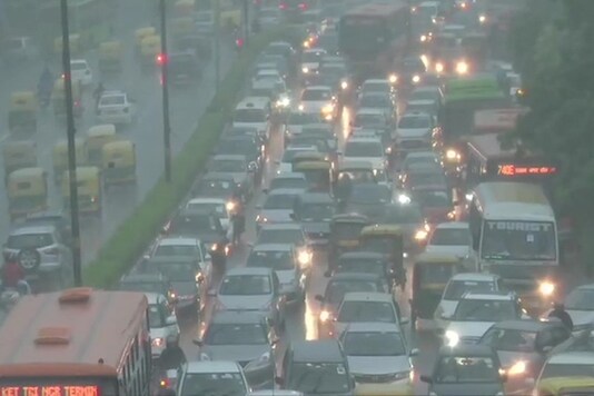 The Delhi Traffic Police has been providing regular updates through its Twitter handle warning commuters about waterlogging at many roads in the city. (Photo: Twitter/ANI)