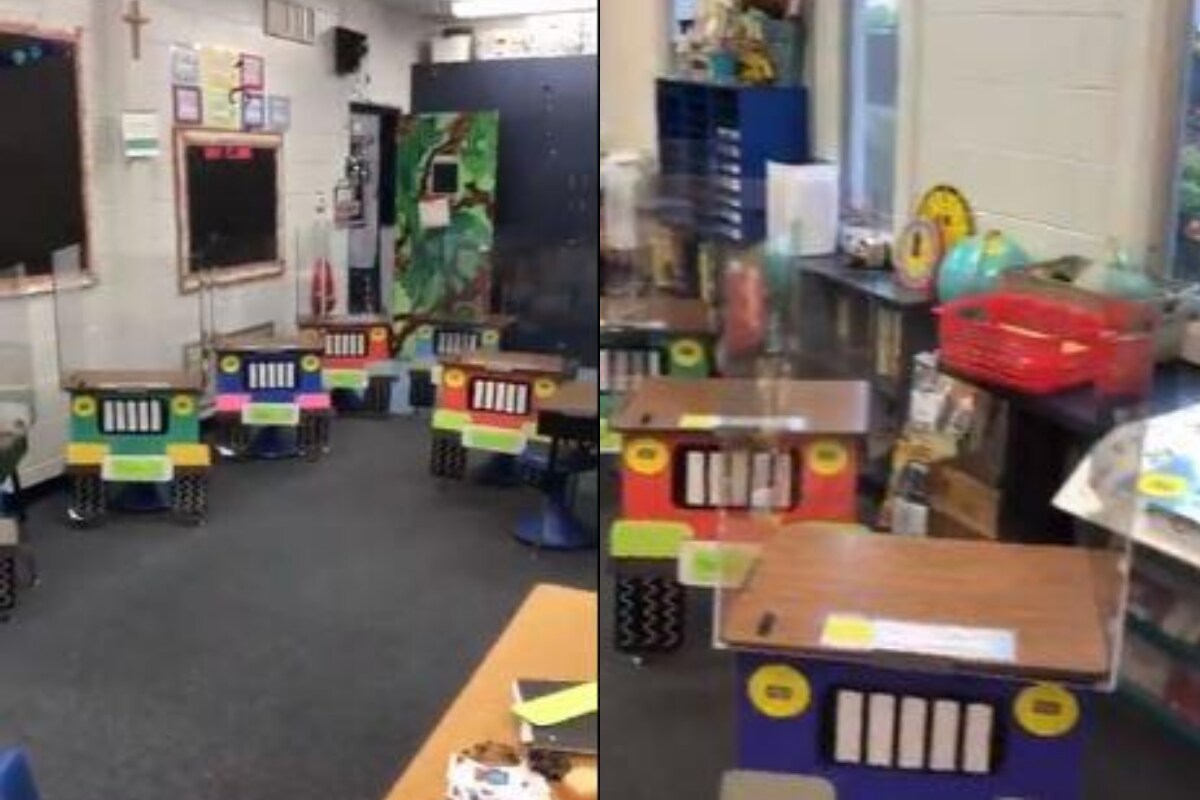 Read more about the article US Instructor Referred to as ‘Hero’ for Turning COVID-19 Partitions in Class into ‘Trains’ to Not Scare Youngsters